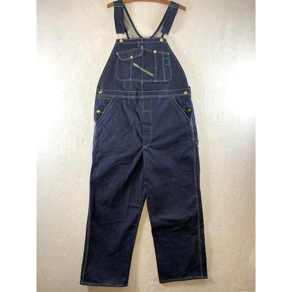 Vintage 1940s Key Imperial Aristocrat Men Denim Bib Overalls 36X32 Crisp Durable - Picture 1 of 15